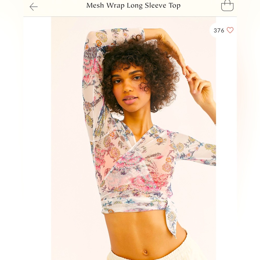 Free People Mesh Wrap Crop Top small